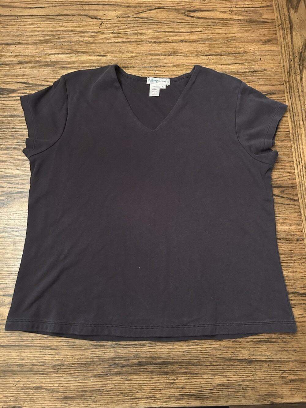 Coldwater Creek Basic Black T-shirt Short Sleeve 100% Cotton Size XL